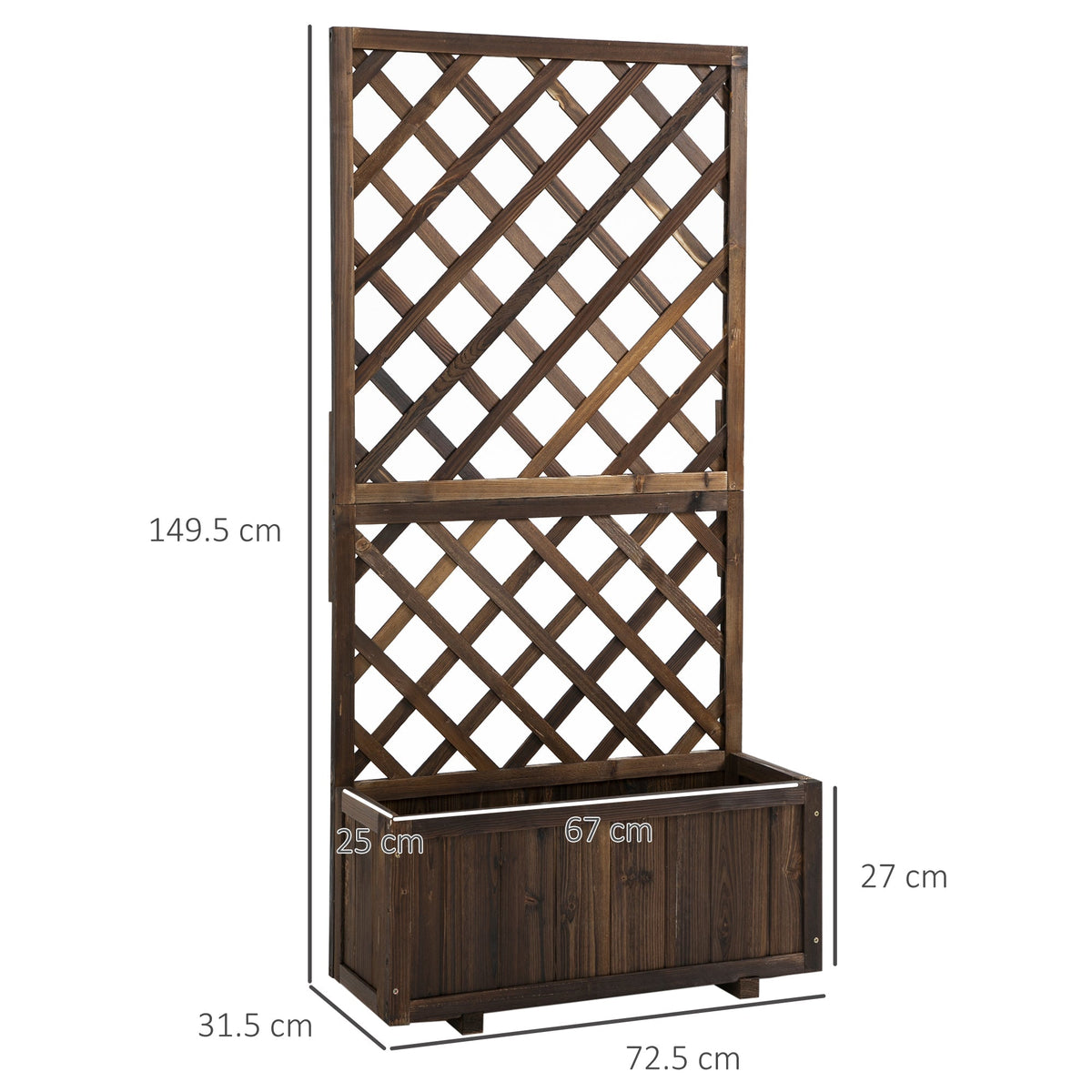 Raised Garden Bed with Trellis Flower Box, 72.5x31.5x149.5cm, Wooden
