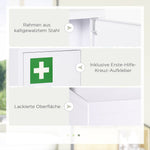 Kleankin Medicine Cabinet, Lockable Wall Mount, Steel, White