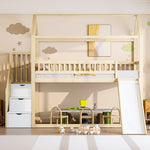 Children's Bunk Bed 90x200cm with Slide & Storage Ladder, Wood