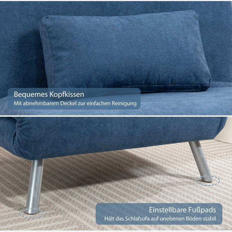 Upholstered Armchair, 2-in-1 Sleeper Guest Bed, Fabric Blue
