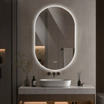 Capsule LED Bathroom Mirror 50x80cm Anti-Fog, Tempered Glass