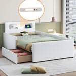 Upholstered Children's Bed 90x200cm Night Light USB Storage Faux Leather White