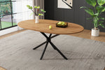 Dining Table Oval 120x80cm 4-6 Seater Metal Legs - Natural