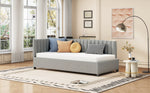 Upholstered Bed Sofa, 90x200 Multifunctional with Slatted Frame, Skin-Friendly Velvet Fabric Gray