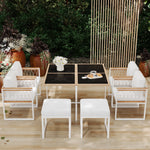 7-Piece Garden Furniture Set 6-Seater Tempered Glass WPC - Outdoor