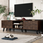 Modern TV Cabinet 2 Doors 2 Open Compartments 160.5cm - Dark Wood Grain