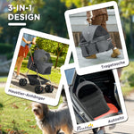 Pet Stroller 3-in-1 Folding with 4 Wheels, Removable Carrier, Grey