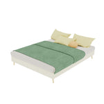 Modern Minimalist Bed Frame 140x200cm with Mattress, Beige Velvet