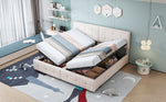 Upholstered Bed 180x200cm, Hydraulic Storage High Box Multifunctional, Beige Velvet