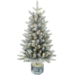 Artificial Christmas Tree 90cm, 50 LED Lights & Snow, Green
