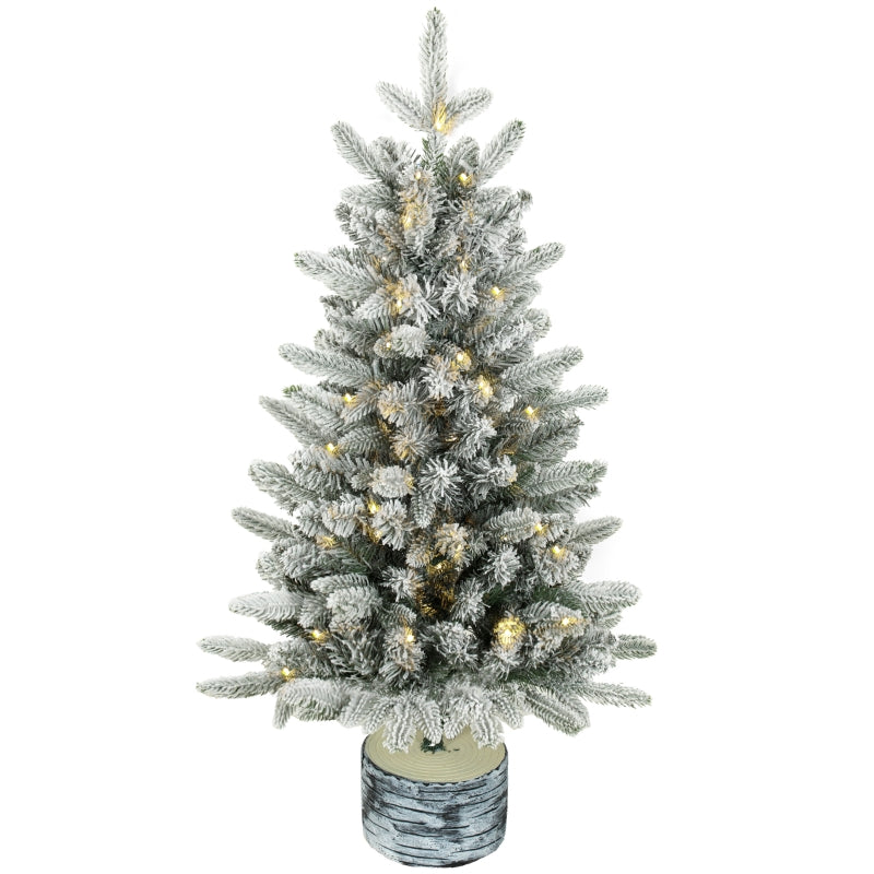 Artificial Christmas Tree 90cm, 50 LED Lights & Snow, Green