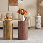 Round Coffee Table Small Side Table 30cm Diameter - Wood Look MDF