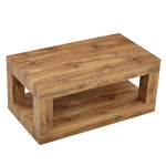 Modern 2-Tiered Coffee Table with Rectangular Open Storage Shelf, MDF