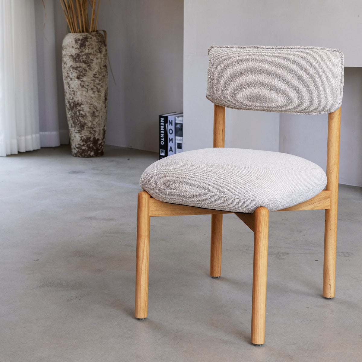 Wooden Chair Frank, Upholstered Small Packing Size, Natural/Beige