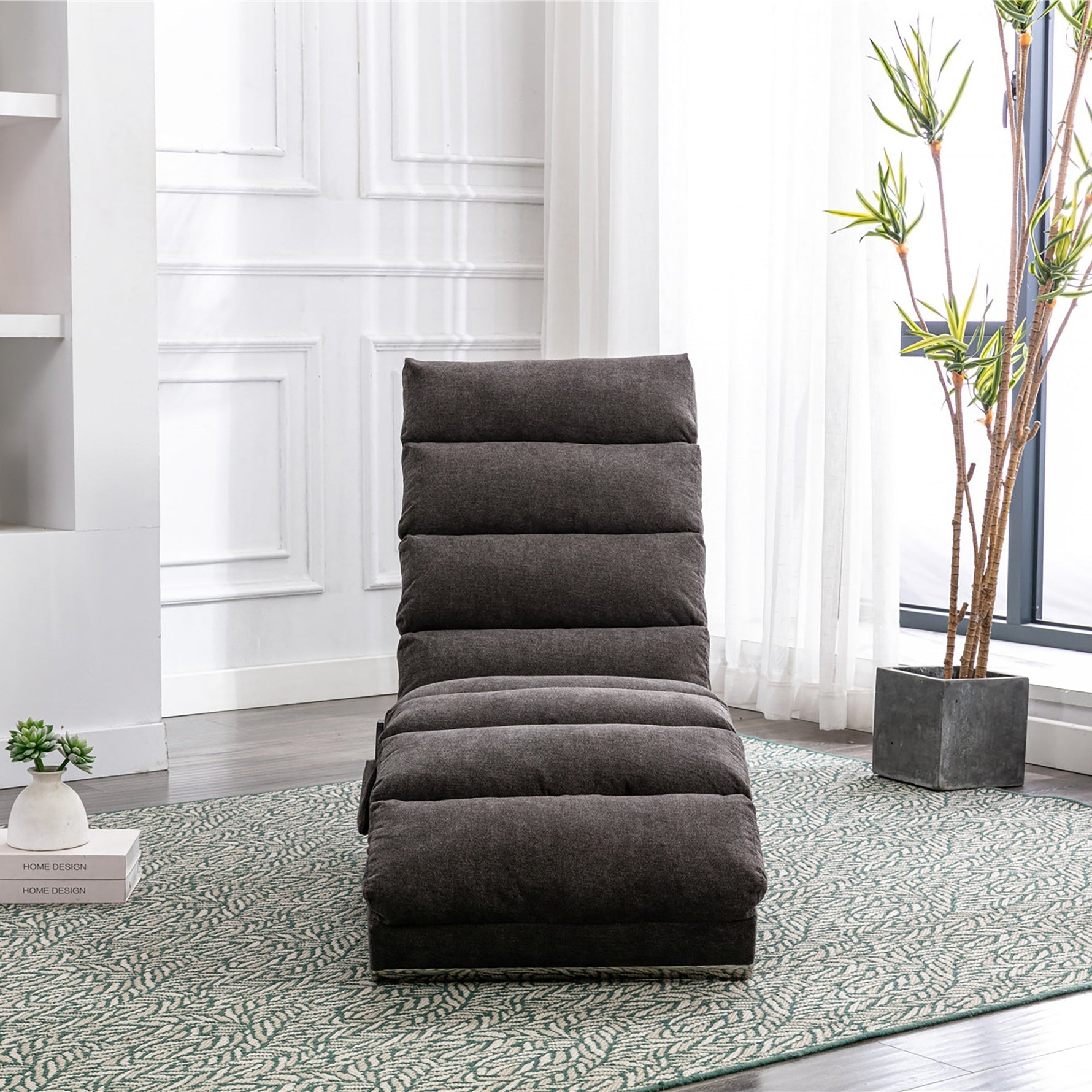 Relaxation Lounger with Vibration Function and Side Pockets, Bagcloth and Metal