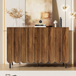 Sideboard - Wave Doors, Handleless, Adjustable Shelves, 120x35x80 cm - Wood