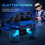 AIYAPLAY Kids Electric Car with Soft Suspension, Remote Control, LED Lights, Horn, 12V Motors, Plastic and Metal, Blue