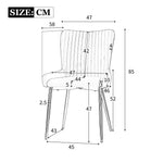 Velvet Dining Chair, Set of 2 with Silver Metal Legs and Lumbar Support, Grey Velvet