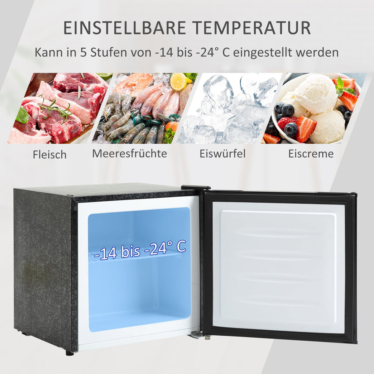 Mini Freezer 35L, 5-Level Temp Control, 161W