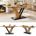 Extendable Dining Table with Internal Leaves and Seats 4-6, Wood Grain Finish