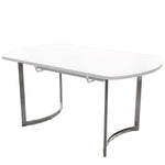 Extendable Dining Table 140/180x80cm 4-6 Seater Modern Silver Metal Legs - White