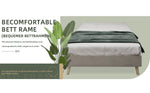 Modern Minimalist Bed Frame, 90x200 cm Low-Profile Base, Beige Dutch Velvet