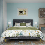 Upholstered Bed, Modern Minimalist with Soft Headboard, 140x200 cm, Grey