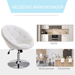 Work Stool Swivel Height-Adjustable Chrome-Plated Black/White PU Steel