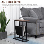 Side Table Coffee Table Nightstand, Fabric Bag Steel Frame, Dark Brown and Black
