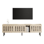 Minimalist Lowboard TV Stand 160cm Openwork Design for 65-inch TV - Natural Wood