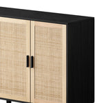 Rattan Storage Cabinet, 158cm 4-Door Decorative, Black