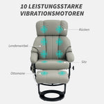 Reclining Armchair with Footstool, Electric Massage Function, Remote Control, Faux Leather Grey