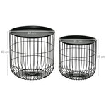 Coffee Tables, Set of 2, Scandi Design with Storage Space, Steel Black