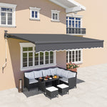 Clamp Awning, Hand Crank Solar Light Articulated Arm UV 50+ 400cm, Gray
