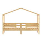 Children's House Bed 90x200cm Roof Design, Natural Solid Pine