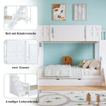 Bunk Bed, Children's with Slide, Drawers, Stairs & Lockers, Pine+MDF White