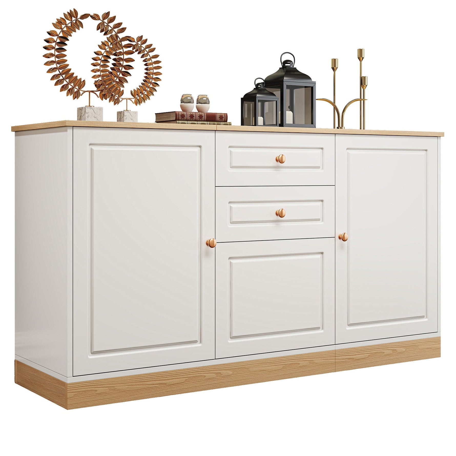 Sideboard with 3 Doors and 2 Drawers, Multifunctional Storage Furniture