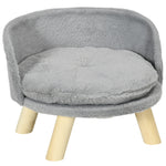 PawHut Dog Bed Cat Bed Sofa with Non-Slip Wooden Feet and Cushion, Grey
