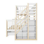 House Bunk Bed, Multifunctional Storage Slide Chalkboard 140x200cm & 90x200cm, White