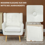 Armchair Tufted Lounge Chair with Teddy Fleece, White