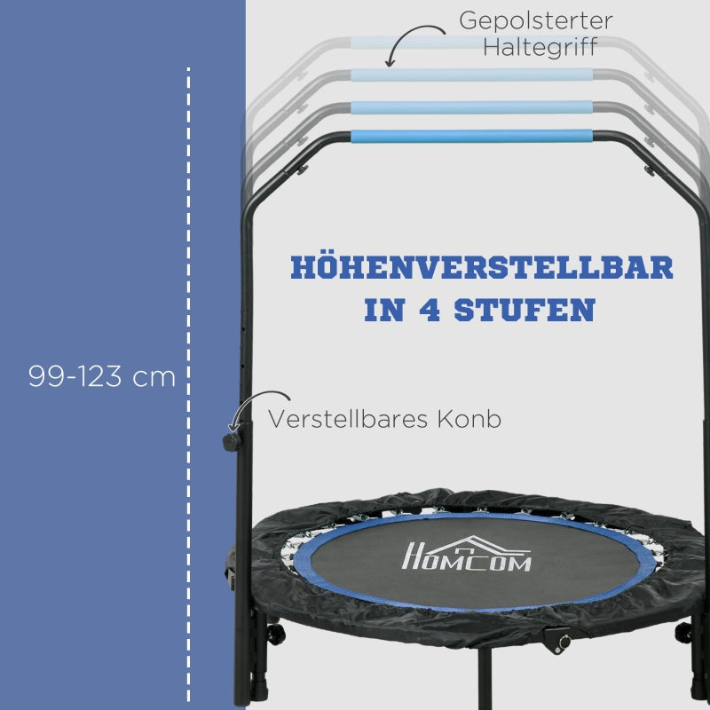 Fitness Trampoline, Foldable, Adjustable Handle, Ø102cm, Black/Blue
