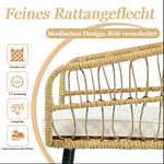 5-Piece Garden Lounge Set with Table, Chairs & Stools, Natural Rattan