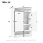 Modern Shoe Cabinet with Adjustable Shelves, Golden Handles, White
