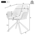 Swivel Dining Chair Set of 4 with Handrails, Modern and Simple, Beige Velvet