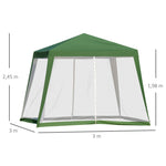 Garden Gazebo Marquee 3x3 m Weatherproof Mosquito Net, Metal & Polyester, Green