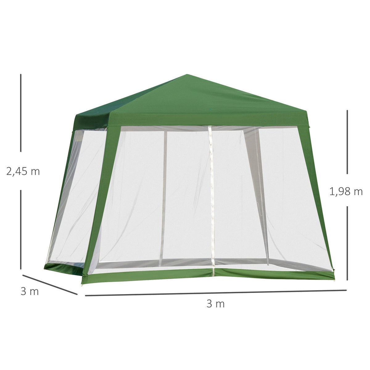 Garden Gazebo Marquee 3x3 m Weatherproof Mosquito Net, Metal & Polyester, Green