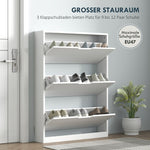 Shoe Cabinet with 3 Doors, Narrow, White