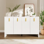 Sideboard, Minimalist with Golden Handles & Adjustable Dividers, White