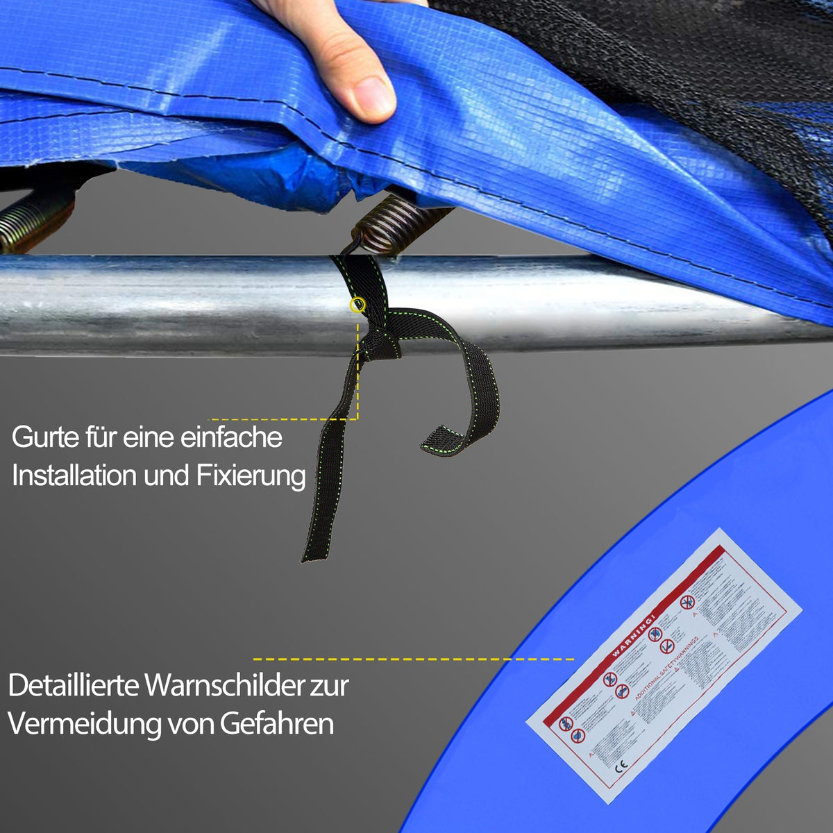 Trampoline Accessory Set, Safety Net, Edge Cover & Ladder, Colorful