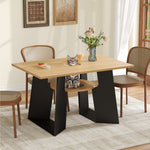Pet-Friendly Dining Table 6 Seater Pet Area Shelf - Natural Wood/Black Mix